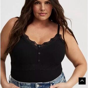 Black Lace Trim Tank Top ; torrid size 2